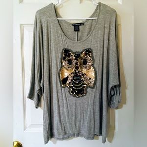 Miss Chievous Women's Blouse Light Grey, Rayon,Spandex Size XL